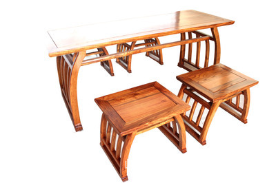 馬鞍茶桌5件套 品味中式明清風雅，盡顯實木仿古家具韻味